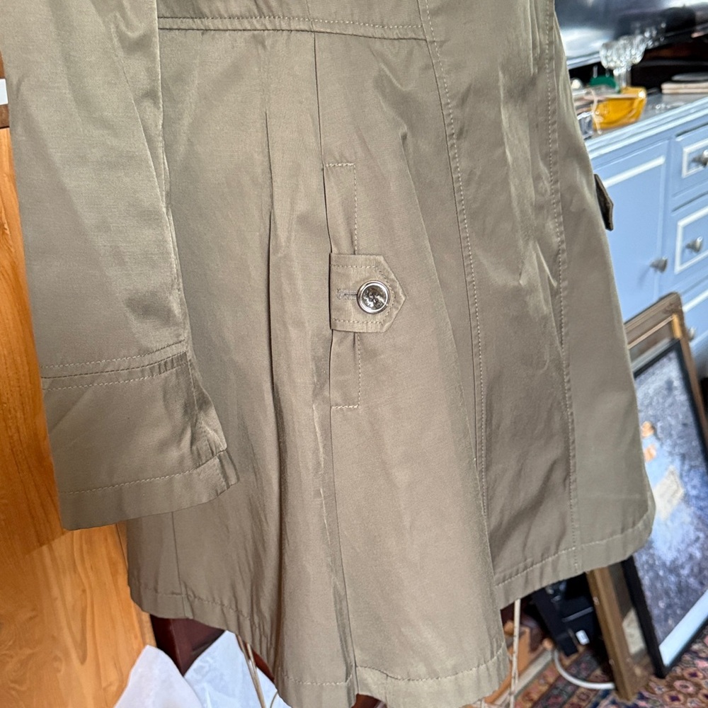 Via Spiga Olive Trench Coat with Double-Breasted Front - Picture 3 of 5